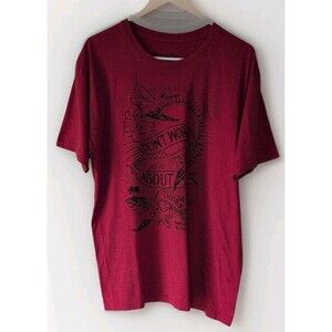 Custom Song Lyric T-Shirt: Don't Worry Be Happy size L Red